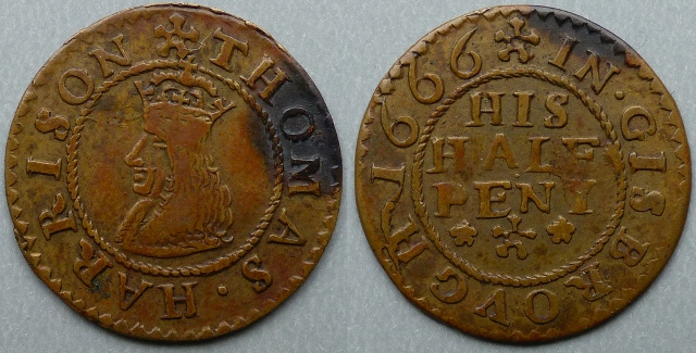 Guisborough, Thomas Harrison 1666 halfpenny